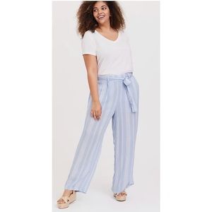 Torrid Lt. Blue Geo Stripe Gauze Wide Leg Pant